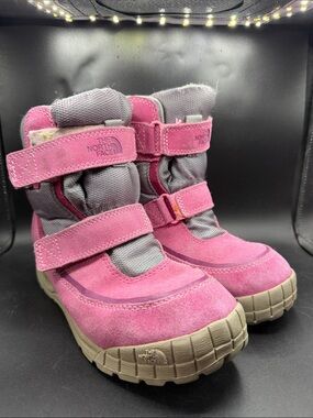 The North Face Pink and Gray Kids Insulated Boots